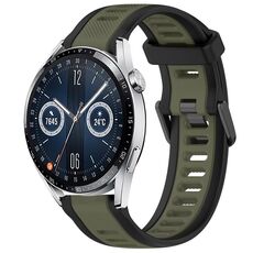 Per Huawei Watch GT3 42mm 20mm cinturino in silicone strutturato bicolore (verde + nero)