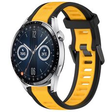 Per Huawei Watch GT3 42mm 20mm cinturino in silicone strutturato bicolore (giallo + nero)
