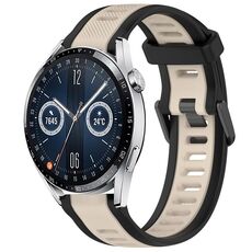 Per Huawei Watch GT3 42mm 20mm cinturino in silicone strutturato bicolore (Starlight + nero)