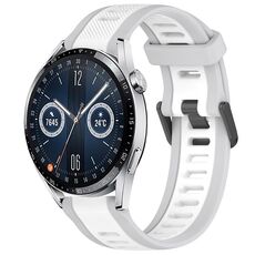 Per Huawei Watch GT3 42mm 20mm cinturino in silicone strutturato bicolore (bianco + grigio)