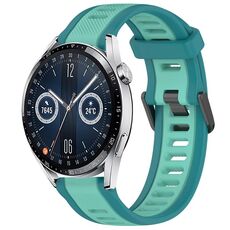 Per Huawei Watch GT3 42mm 20mm cinturino in silicone strutturato bicolore (verde acqua)