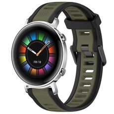 Per Huawei Watch GT2 42mm 20mm cinturino in silicone strutturato bicolore (verde + nero)