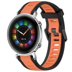 Per Huawei Watch GT2 42mm 20mm cinturino in silicone strutturato bicolore (arancione + nero)