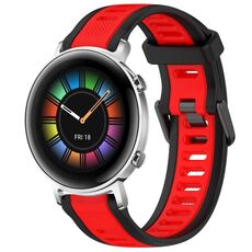 Per Huawei Watch GT2 42mm 20mm cinturino in silicone strutturato bicolore (rosso + nero)