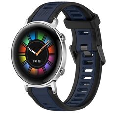 Per Huawei Watch GT2 42mm 20mm cinturino in silicone strutturato bicolore (blu notte + nero)