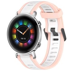 Per Huawei Watch GT2 42mm 20mm cinturino in silicone strutturato bicolore (bianco + rosa)