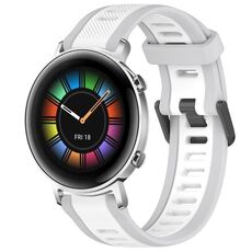 Per Huawei Watch GT2 42mm 20mm cinturino in silicone strutturato bicolore (bianco + grigio)