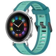 Per Huawei Watch GT2 42mm 20mm cinturino in silicone strutturato bicolore (verde acqua)
