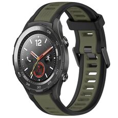 Per Huawei Watch 2 Cinturino in silicone strutturato bicolore da 20 mm (verde + nero)