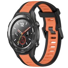 Per Huawei Watch 2 Cinturino in silicone strutturato bicolore da 20 mm (arancione + nero)
