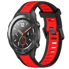 Per Huawei Watch 2 Cinturino in silicone strutturato bicolore da 20 mm (rosso + nero)