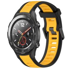Per Huawei Watch 2 Cinturino in silicone strutturato bicolore da 20 mm (giallo + nero)