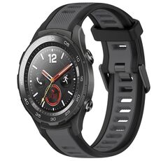 Per Huawei Watch 2 Cinturino in silicone strutturato bicolore da 20 mm (grigio + nero)
