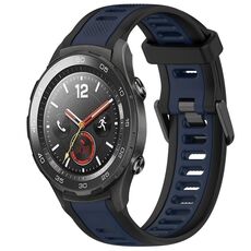 Per Huawei Watch 2 Cinturino in silicone strutturato bicolore da 20 mm (blu notte + nero)