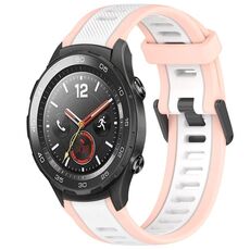 Per Huawei Watch 2 Cinturino in silicone strutturato bicolore da 20 mm (bianco + rosa)