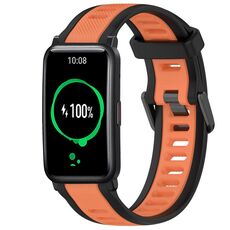 Per Honor Watch ES 20mm cinturino in silicone strutturato bicolore (arancione + nero)