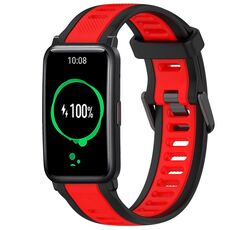 Per Honor Watch ES 20mm cinturino in silicone strutturato bicolore (rosso + nero)