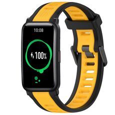Per Honor Watch ES 20mm cinturino in silicone strutturato bicolore (giallo + nero)