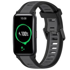 Per Honor Watch ES 20mm cinturino in silicone strutturato bicolore (grigio + nero)