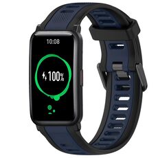 Per Honor Watch ES 20mm cinturino in silicone strutturato bicolore (blu notte + nero)