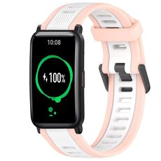 Per Honor Watch ES 20mm cinturino in silicone strutturato bicolore (bianco + rosa)