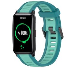 For Honor Watch ES 20mm cinturino in silicone strutturato bicolore (verde acqua)
