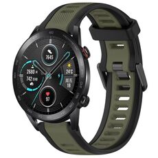 Per Honor MagicWatch2 42mm 20mm cinturino in silicone strutturato bicolore (verde + nero)