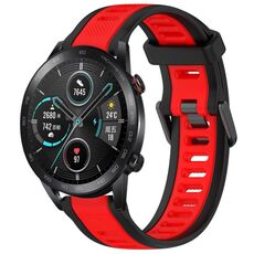 Per Honor MagicWatch2 42mm 20mm cinturino in silicone strutturato bicolore (rosso + nero)