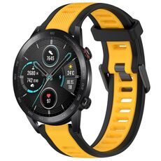 Per Honor MagicWatch2 42mm 20mm cinturino in silicone strutturato bicolore (giallo + nero)