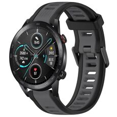 Per Honor MagicWatch2 42mm 20mm cinturino in silicone strutturato bicolore (grigio + nero)