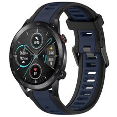 Per Honor MagicWatch2 42mm 20mm cinturino in silicone strutturato bicolore (blu notte + nero)