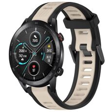 Per Honor MagicWatch2 42mm 20mm cinturino in silicone strutturato bicolore (Starlight + nero)