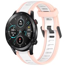 Per Honor MagicWatch2 42mm 20mm cinturino in silicone strutturato bicolore (bianco + rosa)