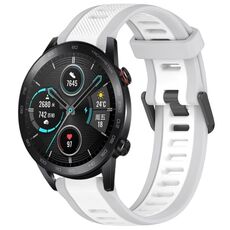 Per Honor MagicWatch2 42mm 20mm cinturino in silicone strutturato bicolore (bianco + grigio)