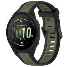 Per cinturino in silicone strutturato bicolore Garmin Forerunner 165 da 20 mm (verde + nero)