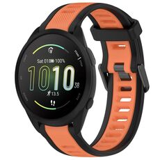 Per cinturino in silicone strutturato bicolore Garmin Forerunner 165 da 20 mm (arancione + nero)