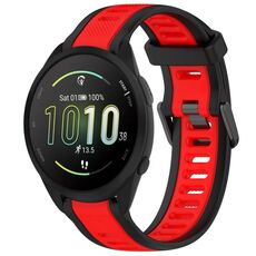 Per cinturino in silicone strutturato bicolore Garmin Forerunner 165 da 20 mm (rosso + nero)