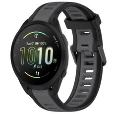 Per cinturino in silicone strutturato bicolore Garmin Forerunner 165 da 20 mm (grigio + nero)