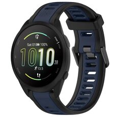 Per cinturino in silicone strutturato bicolore Garmin Forerunner 165 da 20 mm (blu notte + nero)