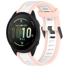 Per cinturino in silicone strutturato bicolore Garmin Forerunner 165 da 20 mm (bianco + rosa)