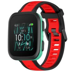 Per cinturino in silicone strutturato bicolore Garmin Bounce da 20 mm (rosso + nero)