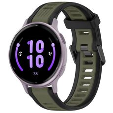 Per cinturino in silicone strutturato bicolore Garmin Active 5 20mm (verde + nero)