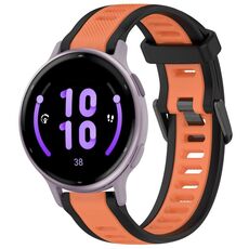 Per cinturino in silicone strutturato bicolore Garmin Active 5 20mm (arancione + nero)