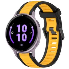 Per cinturino in silicone strutturato bicolore Garmin Active 5 20mm (giallo + nero)