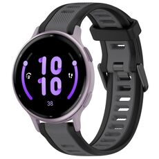 Per cinturino in silicone strutturato bicolore Garmin Active 5 20mm (grigio + nero)