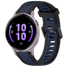 Per cinturino in silicone strutturato bicolore Garmin Active 5 20mm (blu notte + nero)