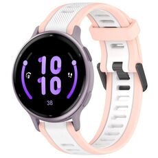 Per cinturino in silicone strutturato bicolore Garmin Active 5 20mm (bianco + rosa)
