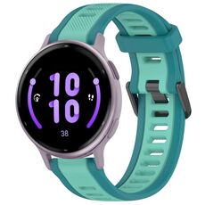 Per cinturino per orologio in silicone strutturato bicolore Garmin Active 5 20mm (verde acqua)
