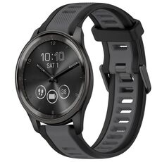 Per cinturino in silicone strutturato bicolore Garmin VivoMove Trend da 20 mm (grigio + nero)