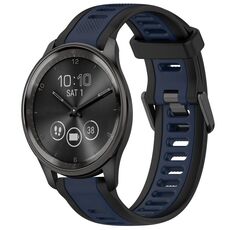 Per cinturino in silicone strutturato bicolore Garmin VivoMove Trend da 20 mm (blu notte + nero)